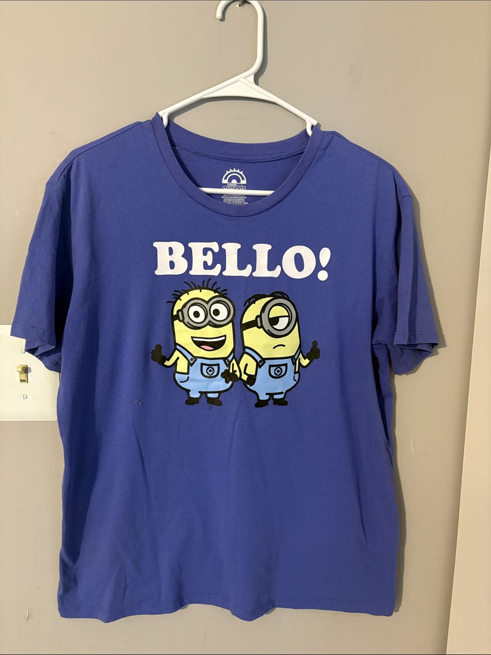 Minions 'Bello!' Graphic Short Sleeve Tee - Blue